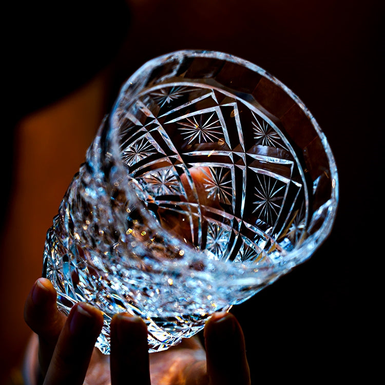 Whiskey Glass Edo Kiriko Hana Blossom Hand-Cut Crystal | Japanese Artisan Glassware