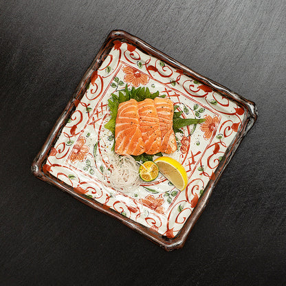 Japanese Ceramic Dish Set – Mino Ware Akae Red Butterfly