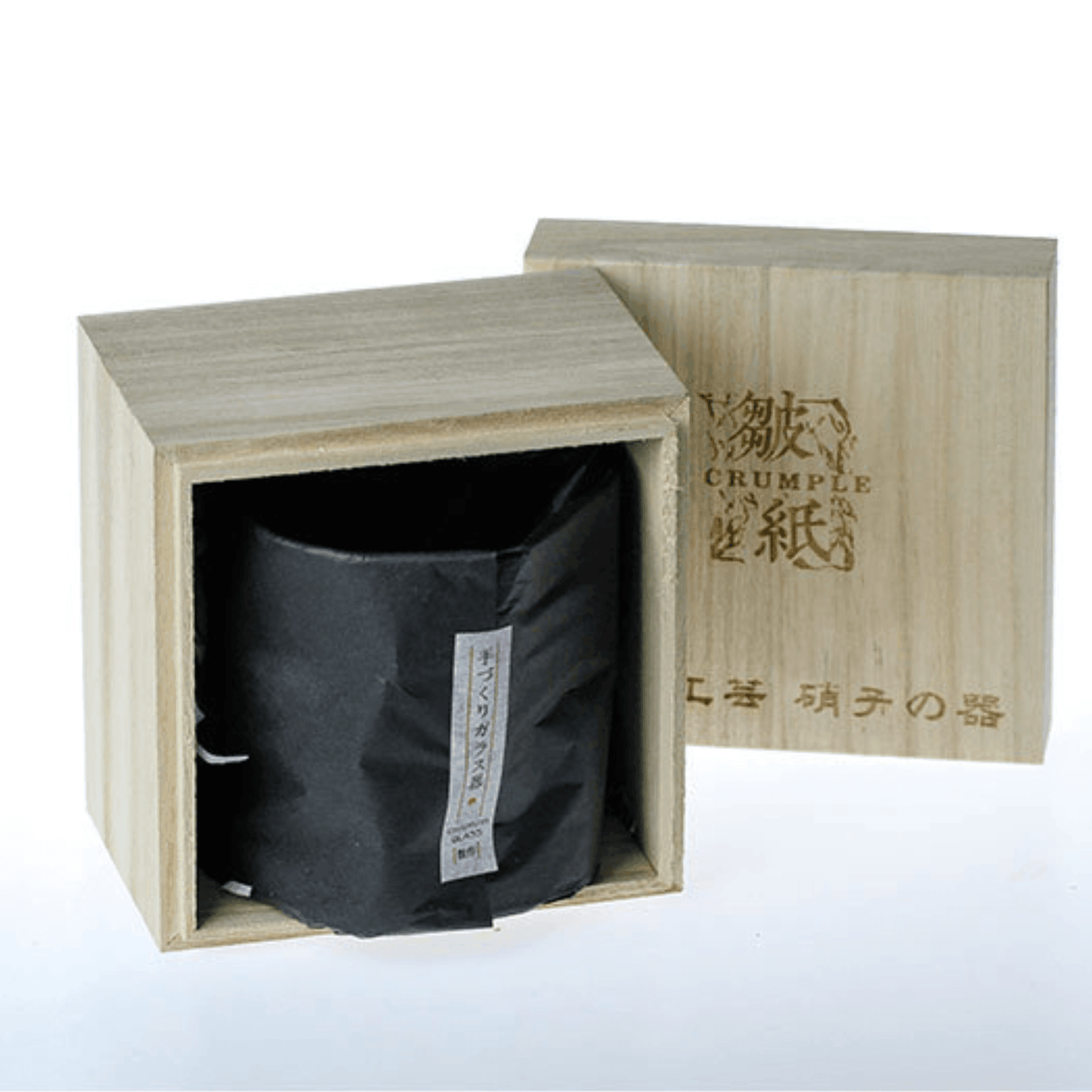 Whiskey Glass Edo Kiriko Crumple Body Japanese Hand-Cut Wooden Box