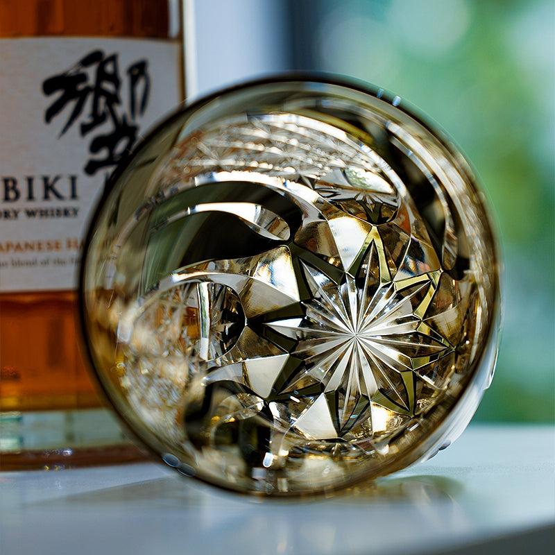 Handcrafted Whiskey Glass Kiriko Shadow Luminary Cut Crystal Tumbler