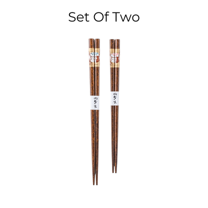 Wooden Chopsticks Sakura Cat Couple | Cherry Blossom Gift Set