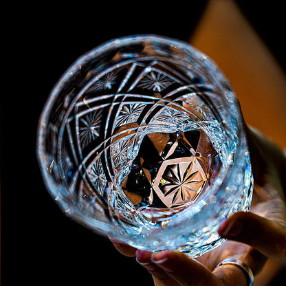 Whiskey Glass Edo Kiriko Hana Blossom Hand-Cut Crystal | Japanese Artisan Glassware