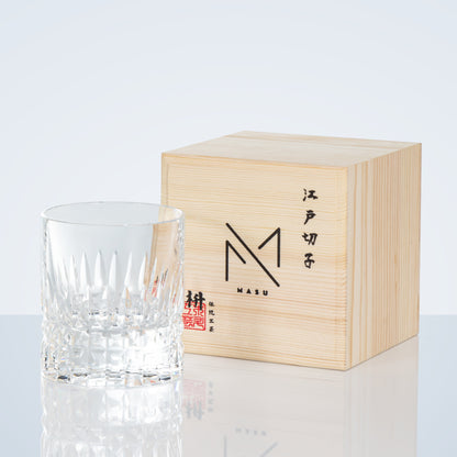 Whisky Glass Edo Kiriko Crystal Royale – Hand-Cut Japanese Tumbler with Wooden Box | Crystal, Sakura & Emerald
