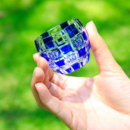 Sake Glass Ruri Guinomi | Edo Kiriko Deep Blue Hand-Cut Collection