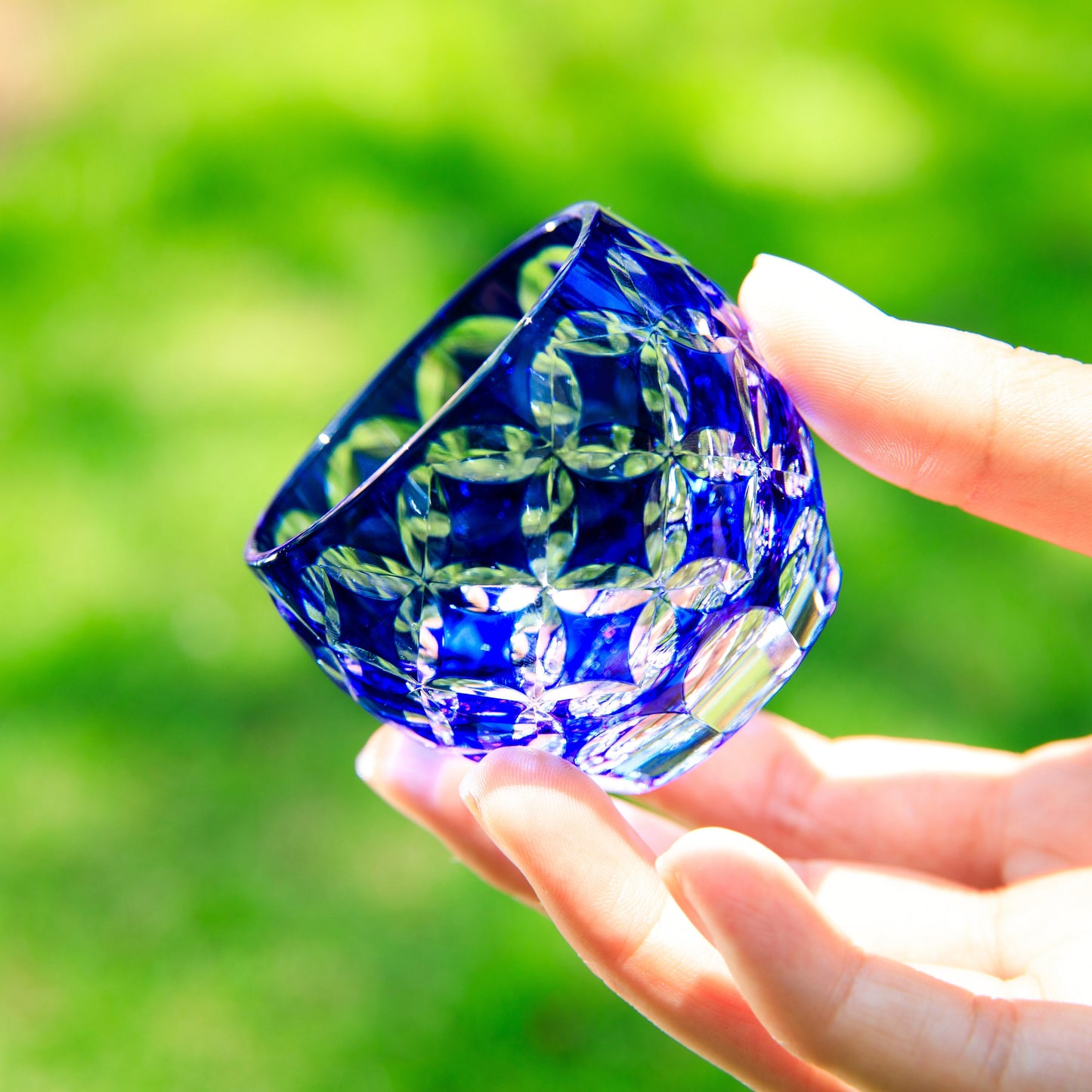 Sake Glass Ruri Guinomi | Edo Kiriko Deep Blue Hand-Cut Collection