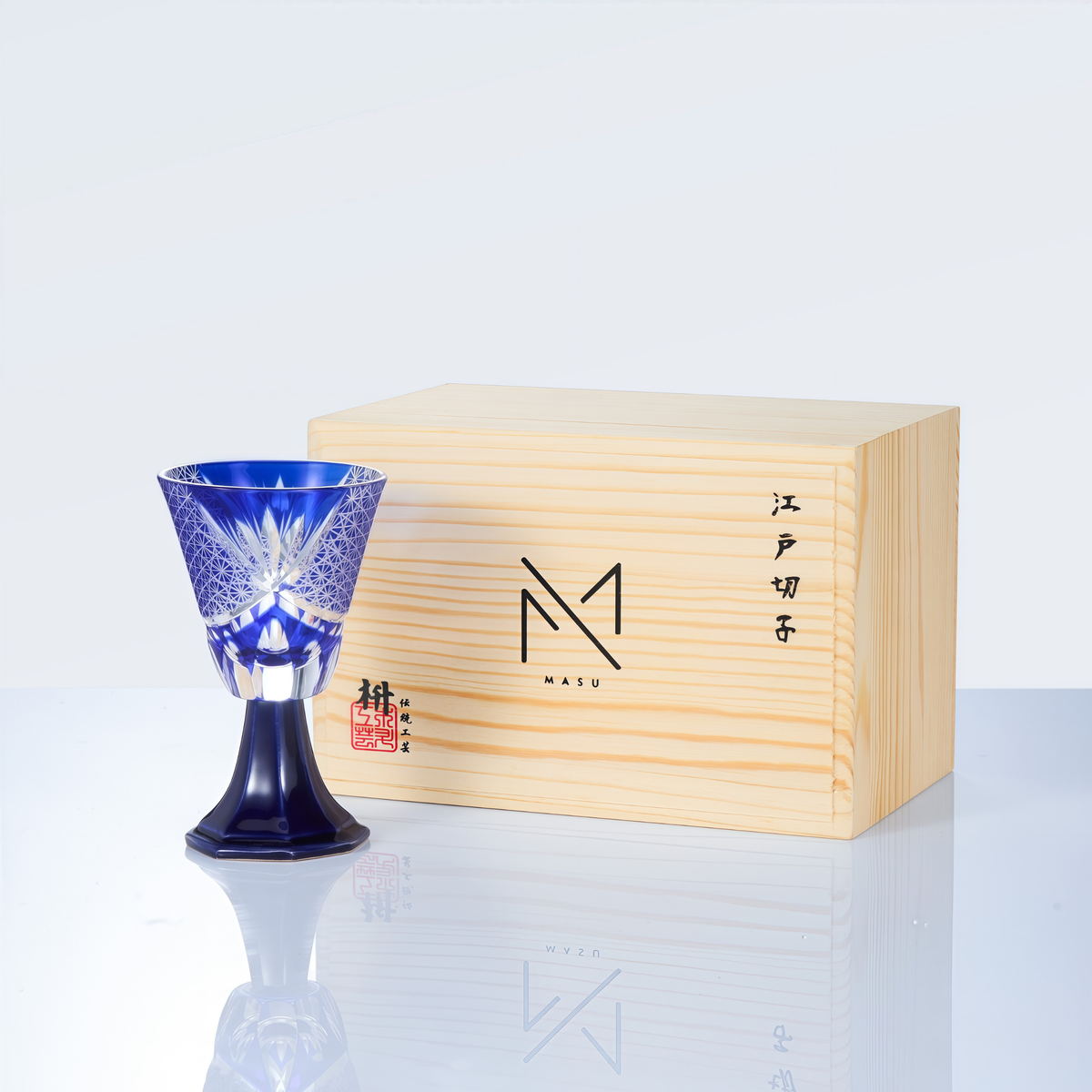 Goblet Glass Edo Kiriko Hanabishi Hand-Cut Crystal | Japanese Artisan Glassware