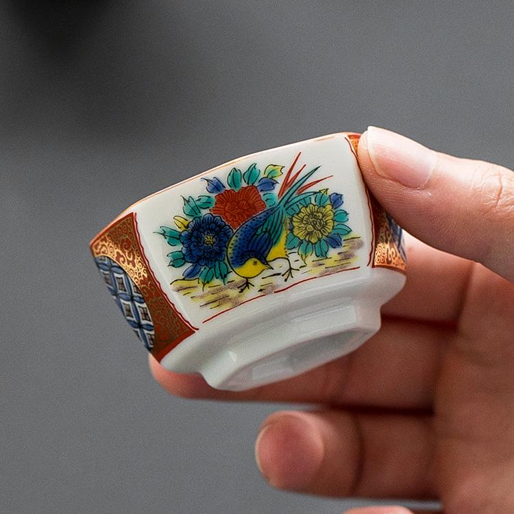 Japanese Tea Cup Set Kutani Porcelain 6 Styles | Handpainted