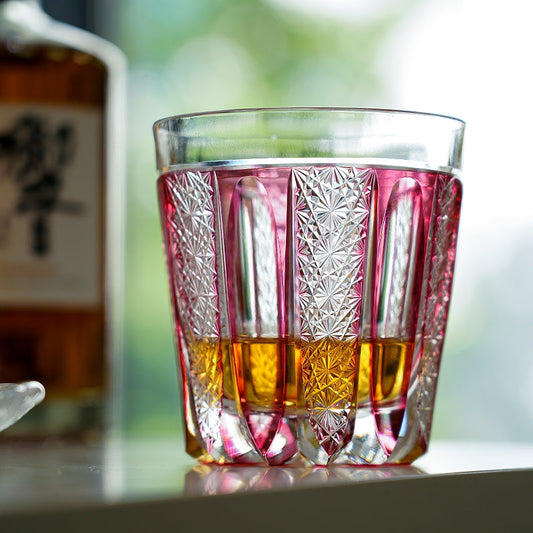 Whiskey Glass Ruby Agave | Edo Kiriko Red Crystal Handcrafted Barware