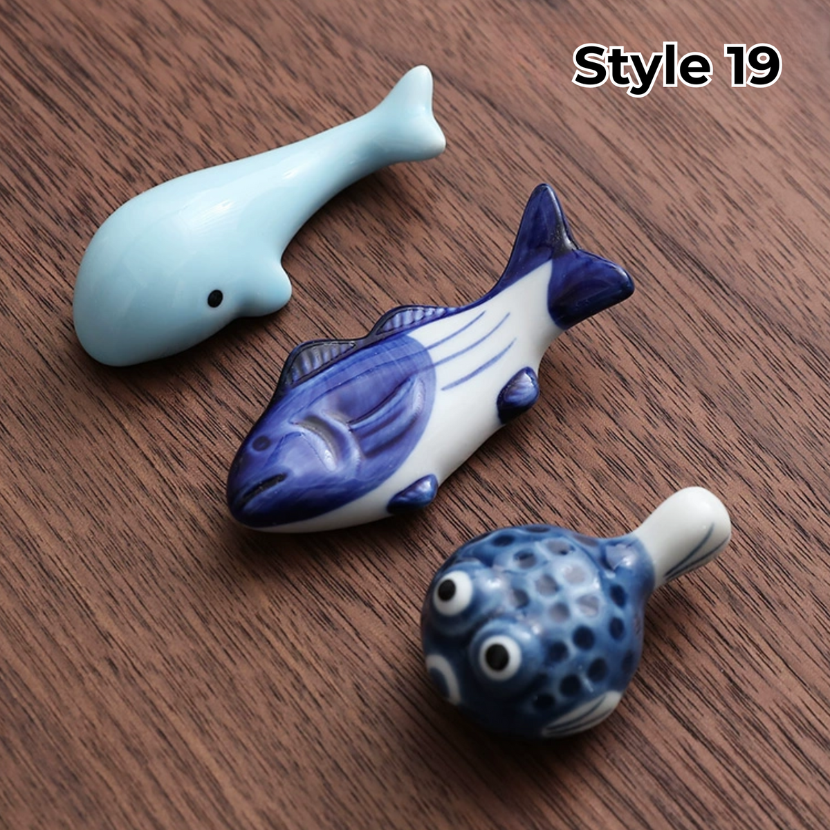 Chopstick Rest Ceramic Handcrafted Animal Fruit Design Japanese Table Decor Set of 3 Cute Chopstick Holder