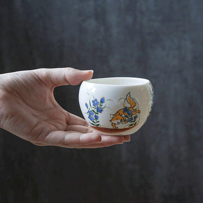 Japanese Ceramic Tea Cup – Hand-Painted Animal Artist Signed