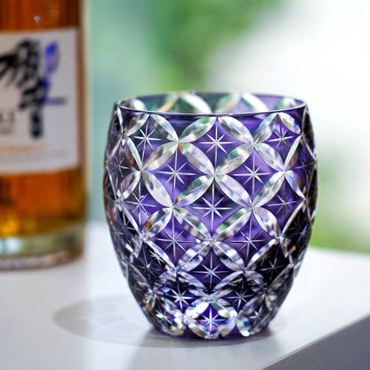 Whiskey Glass Violet Shippo – Edo Kiriko Infinity Pattern Crystal