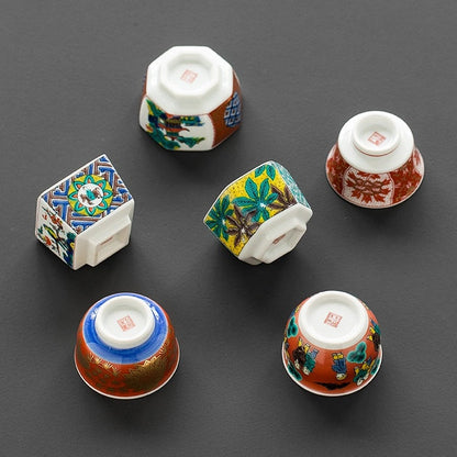 Japanese Tea Cup Set Kutani Porcelain 6 Styles | Handpainted