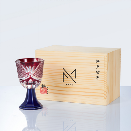 Goblet Glass Edo Kiriko Hanabishi Hand-Cut Crystal | Japanese Artisan Glassware