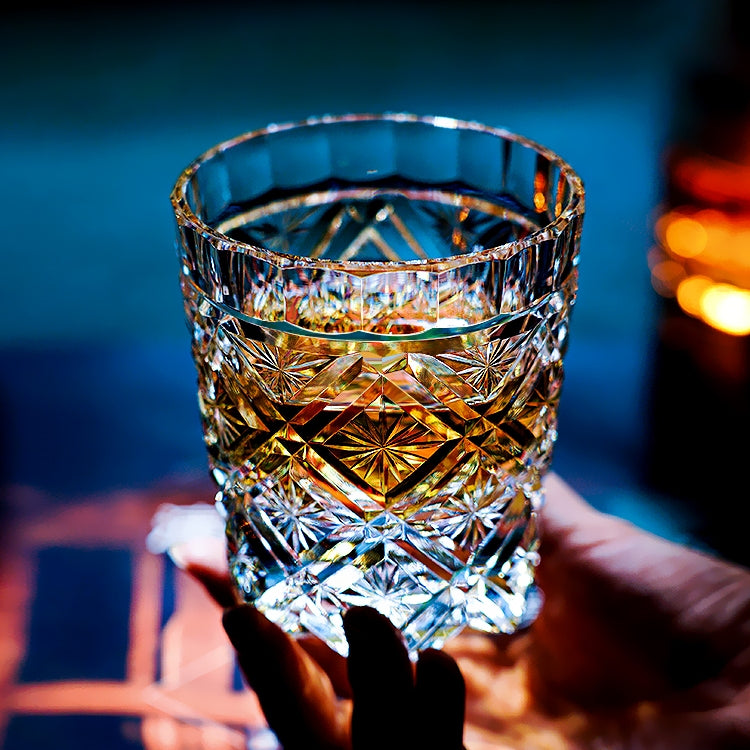 Whiskey Glass Edo Kiriko Hana Blossom Hand-Cut Crystal | Japanese Artisan Glassware