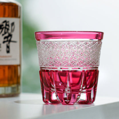 Whiskey Glass Sakura Radiance | Edo Kiriko Pink Cherry Blossom Crystal