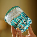 Whiskey Glass Edo Kiriko Aokiku Blue Chrysanthemum – Hand-Cut Kiku Tsunagi Japanese Tumbler with Wooden Box