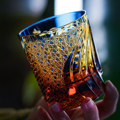 Whiskey Glass Edo Kiriko Raijin Thunder God | Hand-Cut Crystal