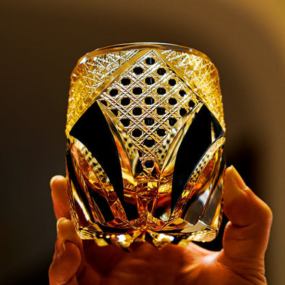 Whiskey Glass Edo Kiriko Imperial Dark Knight | Gold & Black Crystal