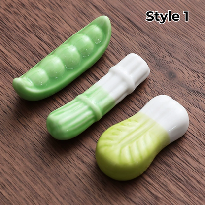 Chopstick Rest Ceramic Handcrafted Animal Fruit Design Japanese Table Decor Set of 3 Cute Chopstick Holder