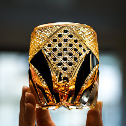 Whiskey Glass Edo Kiriko Imperial Dark Knight | Gold & Black Crystal