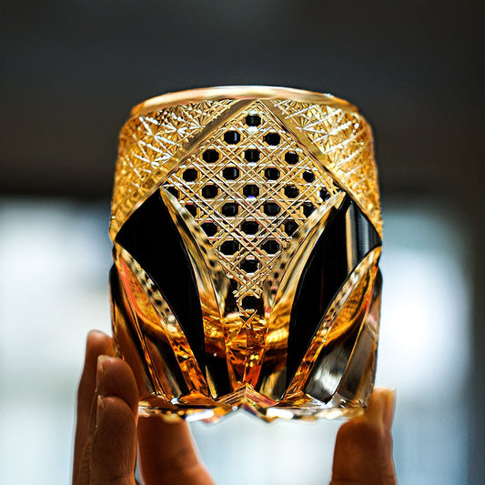 Whiskey Glass Edo Kiriko Imperial Dark Knight | Gold & Black Crystal