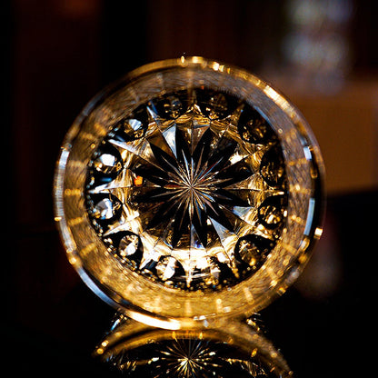 Whiskey Glass Edo Kiriko Kurokiku – Japanese Cut Crystal Tumbler Kiku-Tsunagi