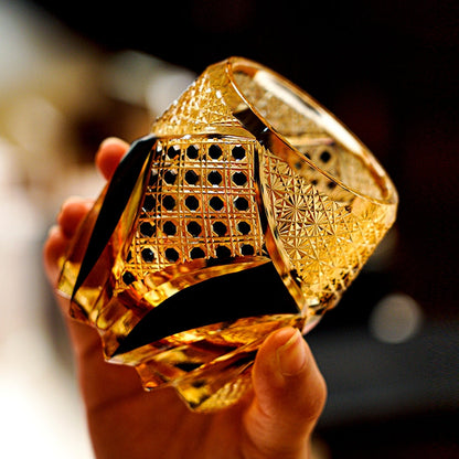 Whiskey Glass Edo Kiriko Imperial Dark Knight | Gold & Black Crystal