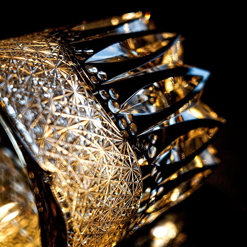 Whiskey Glass Edo Kiriko Kurokiku – Japanese Cut Crystal Tumbler Kiku-Tsunagi