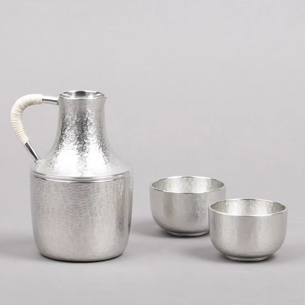 Sake Set – Osaka Suzuki Handcrafted Tin Flagon & 2 Cups