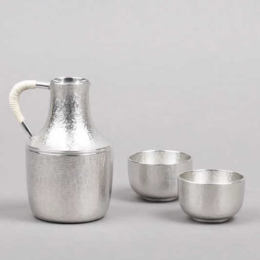 Sake Set – Osaka Suzuki Handcrafted Tin Flagon & 2 Cups