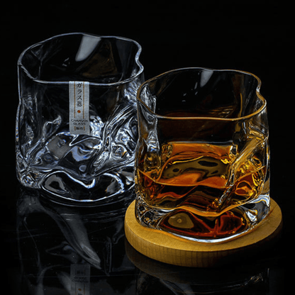Whiskey Glass Edo Kiriko Crumple Body Japanese Hand-Cut Wooden Box