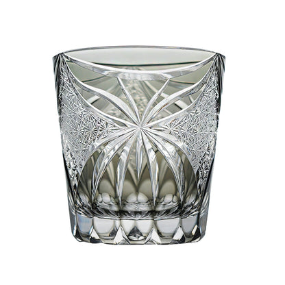 Hand-Cut Whiskey Glass Edo Kiriko Inkstone Grey Butterfly | Japanese Artisan Crystal Glassware