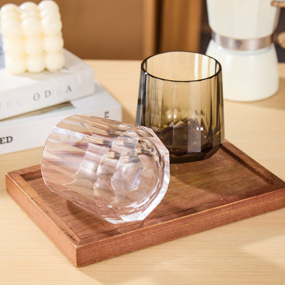 Edo Kiriko Glass Kage Tate Vertical Facet Whisky | Hand-Cut Crystal Clear & Smoky Grey Glassware