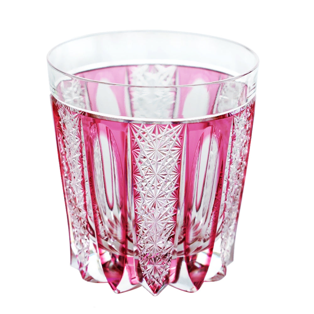 Whiskey Glass Ruby Agave | Edo Kiriko Red Crystal Handcrafted Barware