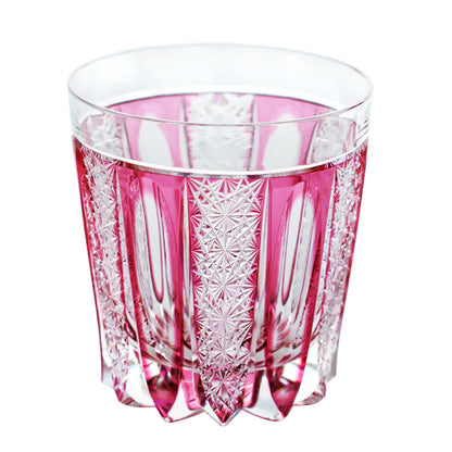 Whiskey Glass Ruby Agave | Edo Kiriko Red Crystal Handcrafted Barware