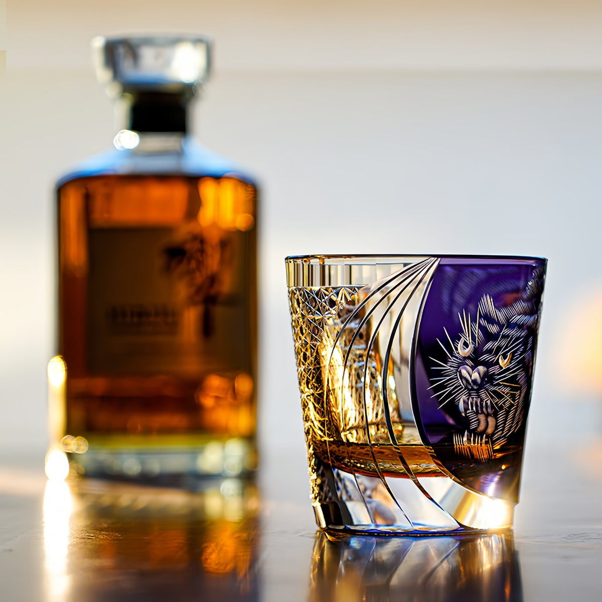 Whiskey Glass Murasaki Tora | Handcrafted Edo Kiriko Crystal