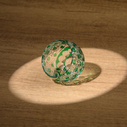 Sake Glass Set Midori Green | Edo Kiriko Hand-Cut Japanese Crystal Drinkware Collection