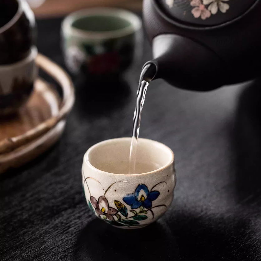 Japanese Tea Cup Set of 5 – Kutaniyaki Goh-Souka Wooden Box