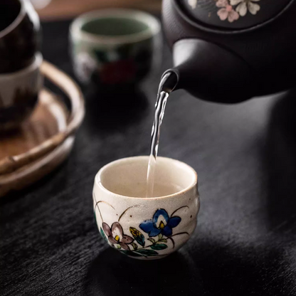 Japanese Tea Cup Set of 5 – Kutaniyaki Goh-Souka Wooden Box