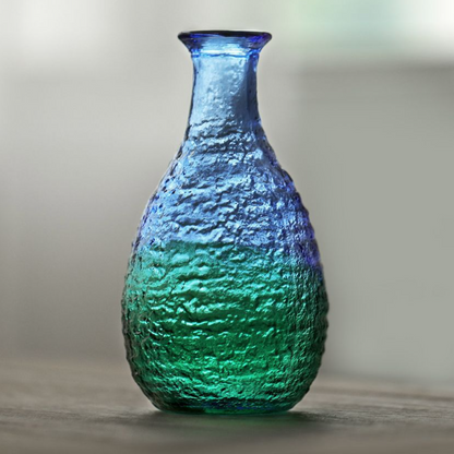 Sake Set | Handcrafted Glass Sake Set with Bottle & 2 Cups