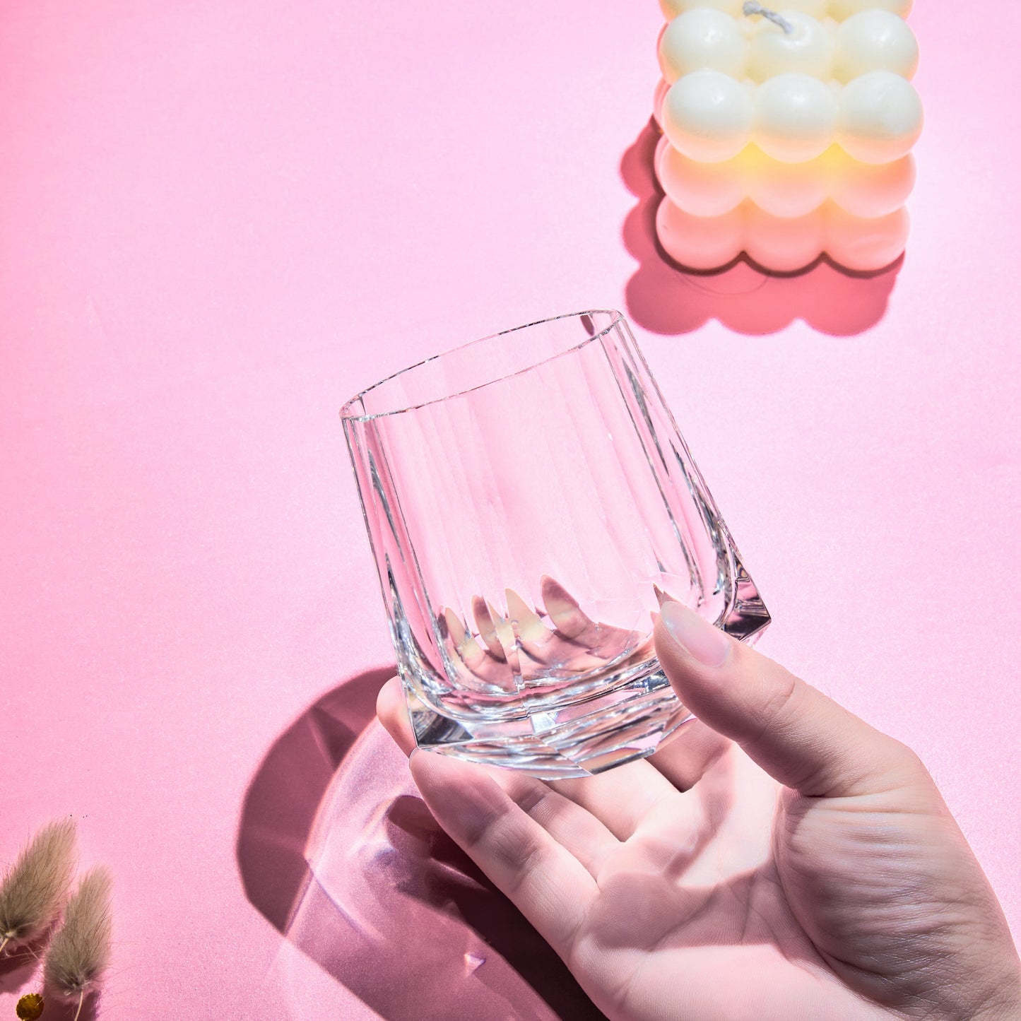 Crystal Whiskey Glass Edo Kiriko Hikari Tsuzumi Hand-Cut | Japanese Artisan Glassware