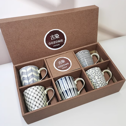 Ceramic Tea Cups Set of 5 Japanese Handcrafted Traditional Pattern Teacup Gift Set