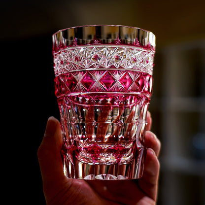 Whiskey Glass Ruby Aurora | Edo Kiriko Northern Lights Red Crystal