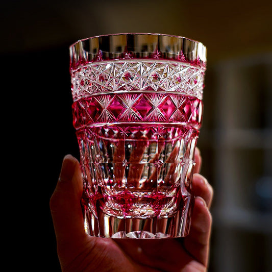 Whiskey Glass Ruby Aurora | Edo Kiriko Northern Lights Red Crystal