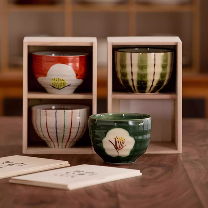 Ceramic Bowl Set of 2 – Mino Ware Hand-Painted Couple Gift