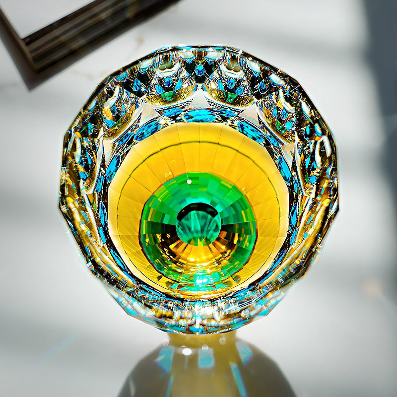 Whiskey Glass Edo Kiriko Handcrafted Crystal Prism with Wooden Gift Box