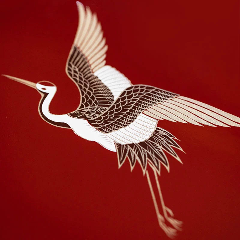 Crimson Crane Lacquer Tray – Yamanaka Shikki Gold Foil
