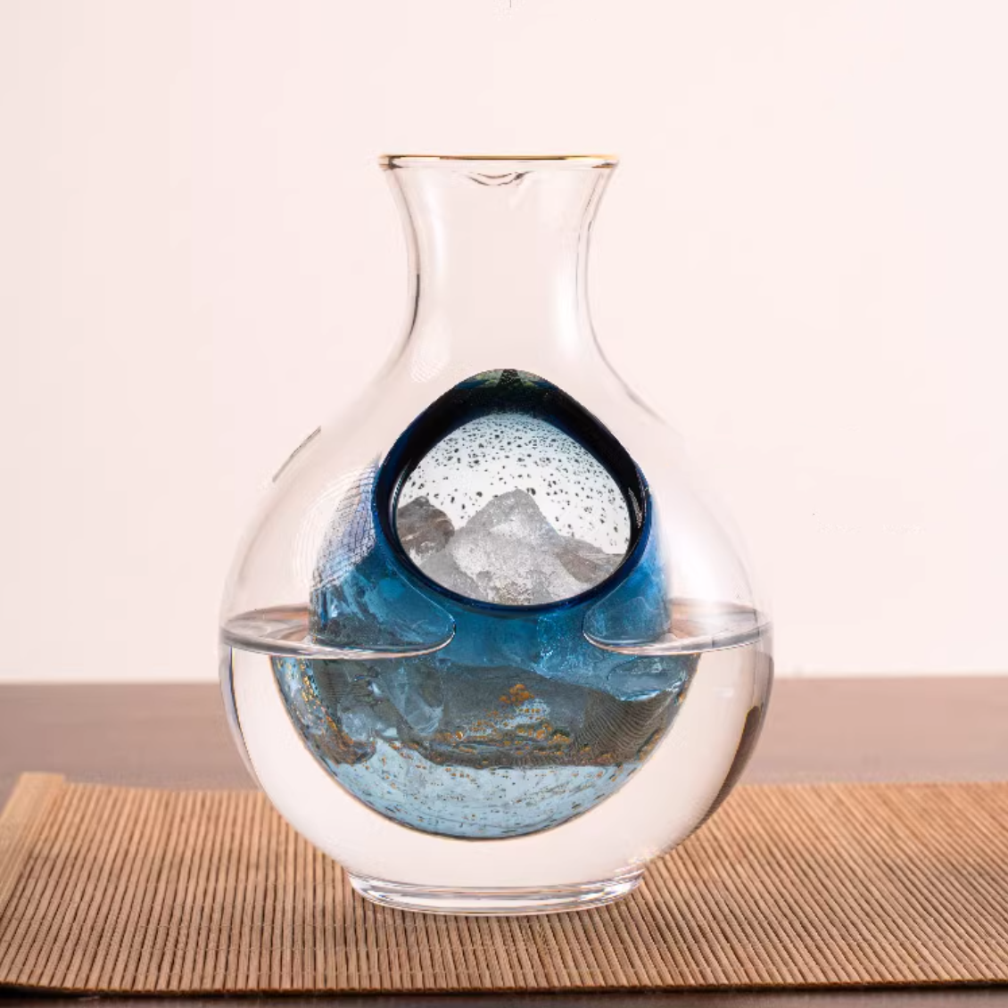 Cold Sake Set with Ice Chamber | Sapphire Galaxy Gold Rim