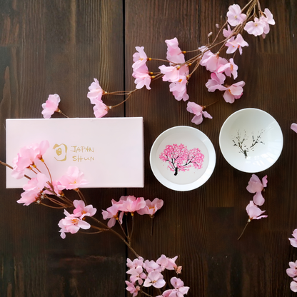 Sake Cup Set – Mino Ware Color-Changing Sakura Ceramic
