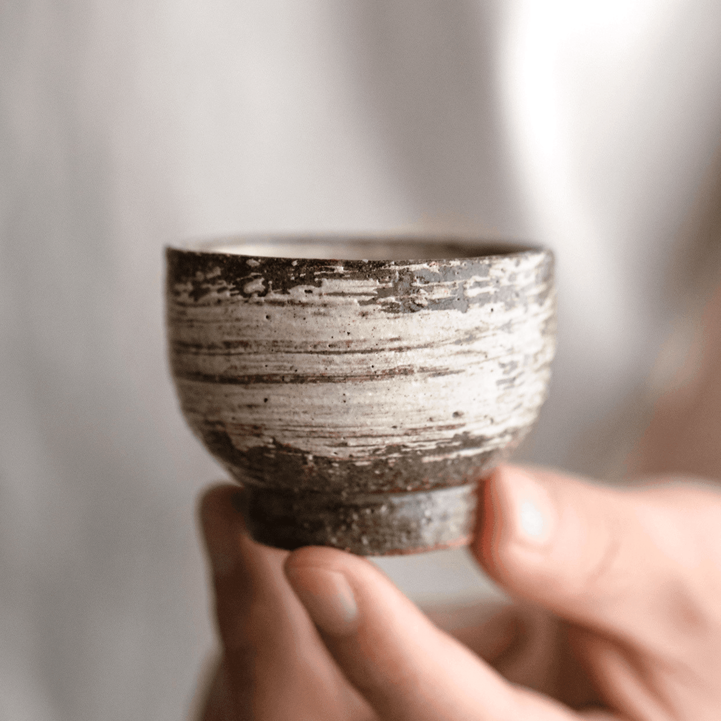 Tea Cup Set of 5 | Japanese Banko Ware Sandy Textured Handcrafted Ceramic
